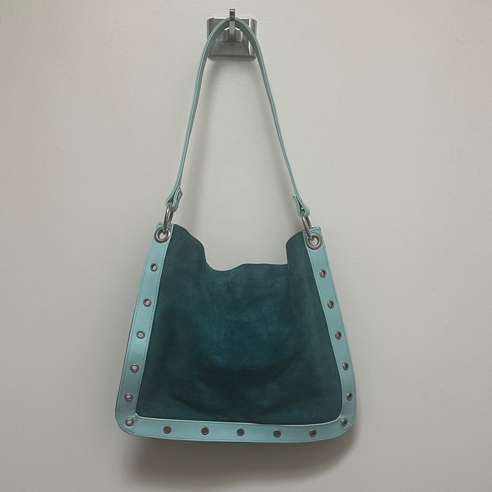 Old Navy Suede Teal and Aqua Shoulder Bag